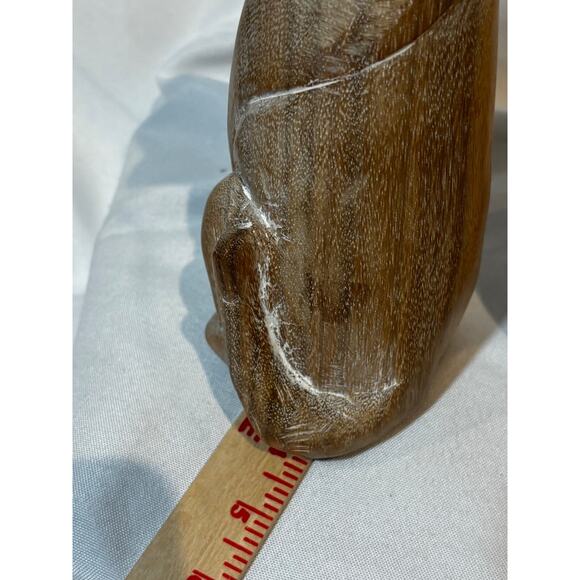 Two Natural Wood Carved Cats Kittens Siamese Figures statue Mid Century eclectic - Picture 9 of 12